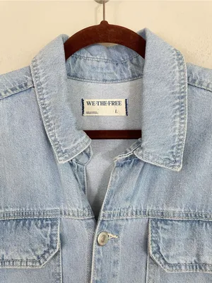 Free People We The Free Marci coveralls Denim Jumpsuit in Clear Skies Size Large thumbnail 4