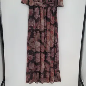Adrianna Papell Womens Floral Chiffon Draped Gown Dress Size 8 Flowy Maxi V Neck thumbnail 3