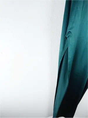 WINDSOR Green Cowl Draped Neck High Side Split Slip Dress Size Small Formal Chic thumbnail 4