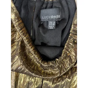 Lucy Paris Metallic Gold Pleated Halter Midi Dress DR3713-2 Small thumbnail 8