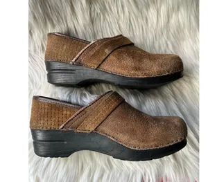 Dansko Brown Suede Clogs Mule Shoes Size 38 thumbnail 6
