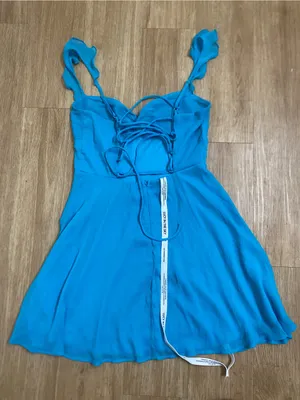 Lucy in the Sky Turquoise Sweetheart Lace-Up Back Mini Dress thumbnail 4