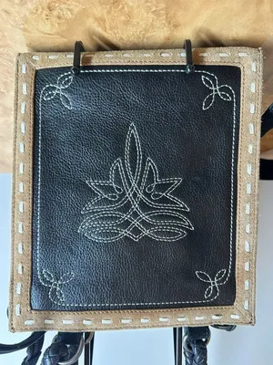 Idyllwind Black Leather & Suede Western Crossbody Tote Bag Embroidered Strap thumbnail 2