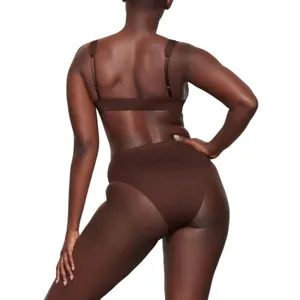 SKIMS SIGNATURE SWIM PLUNGE BIKINI TOP Large Cocoa NWT thumbnail 2