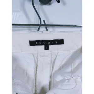 Theory Womens Cotton Wide Leg Trouser Pants Size 0 White Old Money Quiet Luxury thumbnail 3