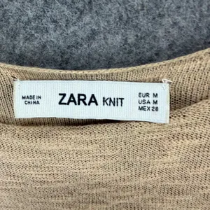 Zara Knit Peplum Camisole Top Women M Tan‎ Fringe Hem Spaghetti Strap Boho Chic thumbnail 10