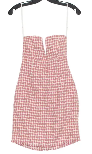 Bodycon Dress Mini Houndstooth Y2K Coquette Going Out‎ Party Club Girly Pink XS thumbnail 1