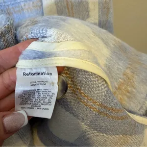 Reformation Ainslie Blue Plaid Wool Shacket Coat Button Front‎ Womens Size S thumbnail 8