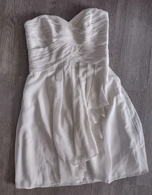 David's Bridal Strapless White Mini Wedding Bridal Dress thumbnail 1