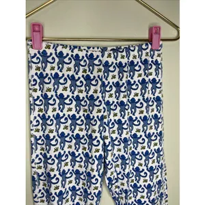 Roller Rabbit Pajama Pants Womens XS Blue Monkey Print Pima Cotton Lounge Sleep thumbnail 2