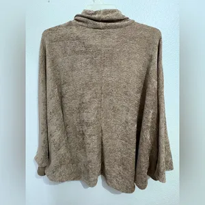 Zara Turtleneck Poncho Textured Brown Knitwear Size M thumbnail 4