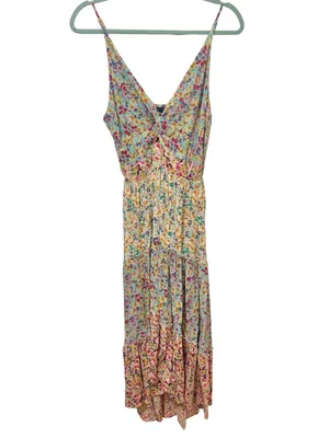 Angie Floral Peekaboo Twist Tiered Maxi Dress L Multicolor thumbnail 4