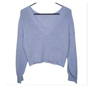 Lulus Blue Crop Reversible Knit Sweater XS‎ Balletcore Coquette Romantic Coastal thumbnail 3