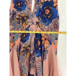Free People Floral Sleeveless Mini Dress V-Neck High-Low Boho Pink‎ Blue XS thumbnail 7