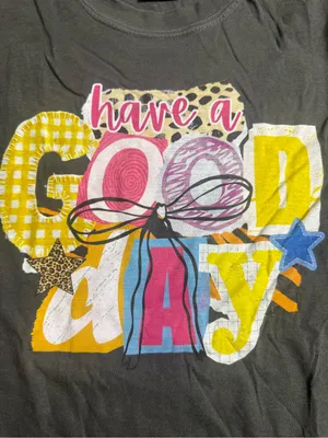 Comfort Colors Charcoal 'Have a Good Day' Graphic Tee with Bright Accent Colors thumbnail 4