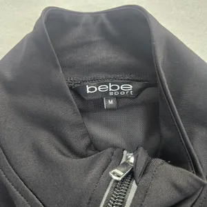 Bebe Sport -910 Black Rhinestone Logo Track Jacket Zip Up Women's Size‎ M thumbnail 2