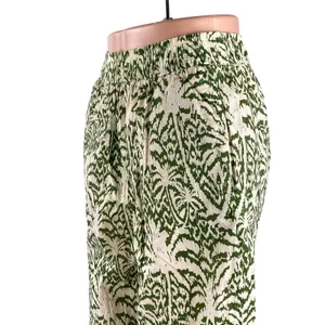 Zara Women's Green Tropical High Rise Barrel Palazzo Wide Leg Trousers Pants XS thumbnail 2