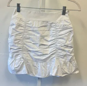 Missguided White Ruched Ruffle Hem Cotton Mini‎ Skirt Size US 0 Summer Party thumbnail 1