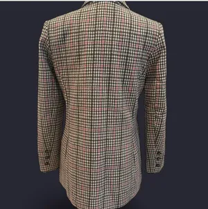Brown and pink plaid double breast blazer jacket size 0 thumbnail 6