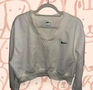 nike.phoenix fleece cropped v neck white thumbnail 1