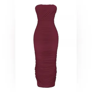 House of CB SAPPHIRE WINE GATHERED MAXI DRESS, Size Small, $239 thumbnail 7