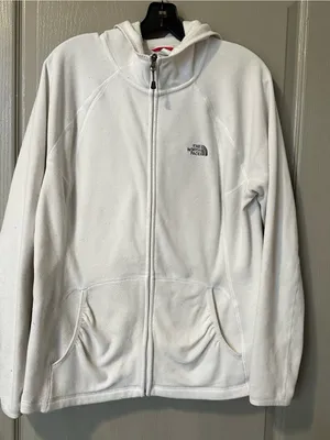 The North Face White Full-Zip Fleece Hoodie Casual Outdoors Preppy thumbnail 1