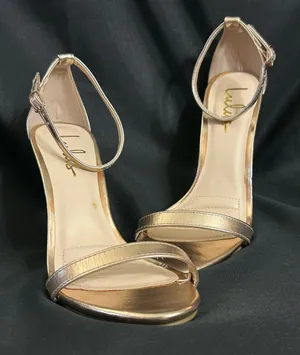 Lulu's Rose Gold Strappy Ankle-Strap Spiked Heels SZ 8.5 thumbnail 1