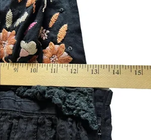 Florabella black halter tunic with flower embroidery size small thumbnail 10