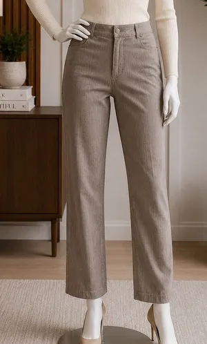 Dockers Womens Trousers Brown Pinstripe Straight Leg Stretch Pants Size 8M thumbnail 1