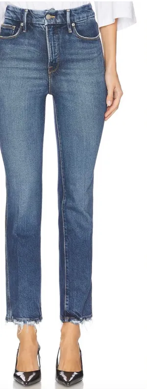 Good American Good Curve Straight Jeans Size 10/30 Super High Rise Raw Hem thumbnail 1