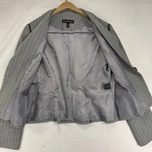 Jessica McClintock 8 Pinstripe Grey Blazer Black Trim Tailored Office Career Y2K thumbnail 2