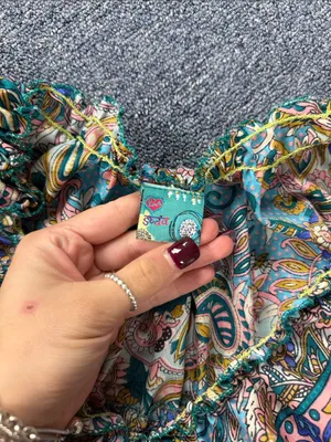 Women’s Multi Printed Dress 100% poly silk Blue thumbnail 3