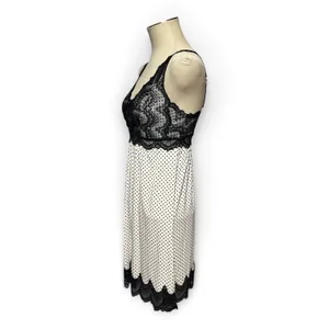 Soma Sleeveless Lace Sleep Nightgown Nightie Polka Dot Black White Small thumbnail 3
