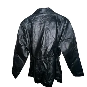 VTG Outbrook Womens Black Genuine Leather Zipper Lined‎ Belted Waist Jacket Sz L thumbnail 5