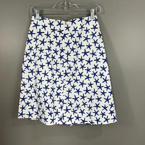 Kate Spade Broome Street Coastal Starfish Pleated Cotton A-Line Skirt EUC Size 4 thumbnail 3