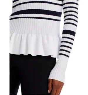 French Connection Crew Neck Peplum Sweater Womens Small Long Sleeve Stretch Knit thumbnail 3