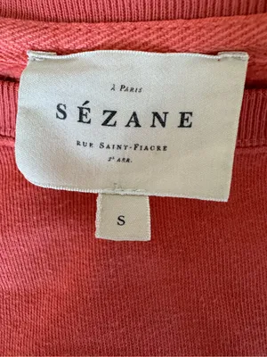 Sézane Amour Sweatshirt Pêche Vif Coral Pink Logo Organic Cotton Size S Sezane thumbnail 7
