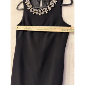White House Black Market Dress Womens 4 Black Pearl Crystal Embellished Shift thumbnail 2