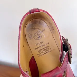 Dr Martens • vintage 8251 t-strap mary janes cutout sandals red leather England thumbnail 4
