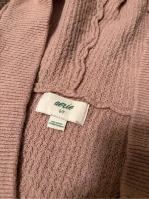aerie Dusty Rose Hooded Knit Sweater thumbnail 2