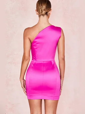 House of CB AYELEN Pink Duchess Satin One Shouldered Mini Dress thumbnail 5