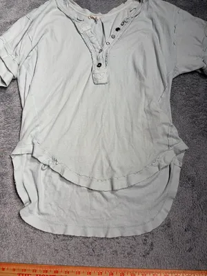 Free People we the free light mint Short Sleeve Henley Top heritage XS thumbnail 3