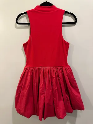 Sofie The Label Mixed Material High Neck Bubble Skirt Crimson Red Size M thumbnail 6