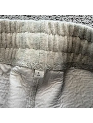 Drama Studded Logo Wide Leg Sweatpants Oatmeal Gray Size Large Oversized Baggy thumbnail 6