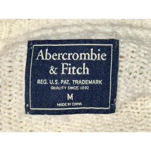 Abercrombie & Fitch Cream Ribbed Knit Long Sleeve Pullover V-Neck Sweater Size M thumbnail 3