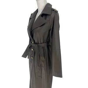 Wyld Blue Faux‎ Leather Trench Coat Dark Chocolate Size XS thumbnail 8