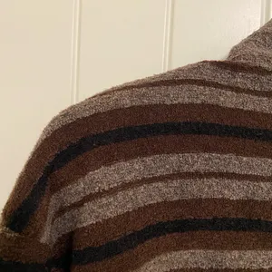 EUC Vintage Frazier Lawrence women’s brown stripe‎ soft plush zip jacket medium thumbnail 6