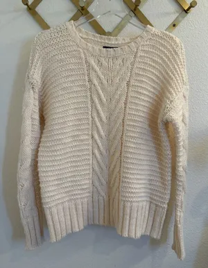 American Eagle Outfitters Cream Cable Knit Women's Sweater Small thumbnail 1