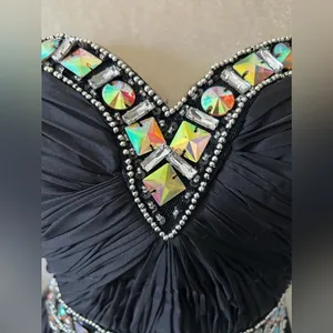 Jolene Chiffon Strapless‎ Jeweled Chiffon Tail Ruched Cocktail Dress Sz 6 $390 thumbnail 5