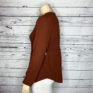 Sonoma NWT Size XL Brown Smock Elastic V-Neckline Boho Peasant Top Blouse thumbnail 3
